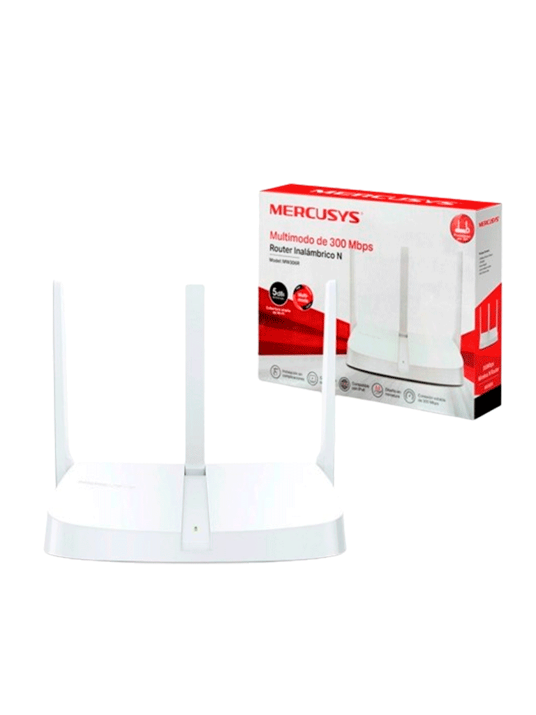 MERCUSYS MW306R - Router inalámbrico N de 2.4 GHz con velocidad de 300 Mbps, 1 puerto WAN 10/100 Mbps, 3 puertos LAN 10/100 Mbps y 3 antenas de 5 dBi. Compatible con IPTV e IPv6.