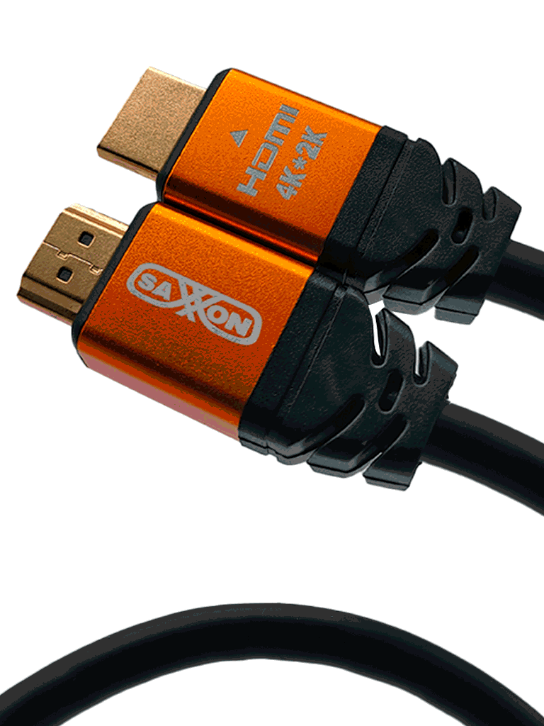 SAXXON SX015HDC - Cable HDMI de 1.5 metros de alta velocidad / Versión 2.0 / Resolución 4K / Canal de retorno de audio (ARC) / Video 3D / Blindado para reducir interferencias / Chapado en oro / Alta resistencia y durabilidad.