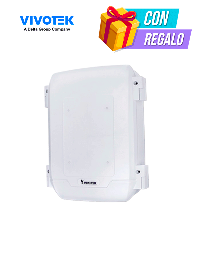 VIVOTEK AT-CAB-001 - Gabinete metalico de exterior para proteccion de equipos y conexiones, Impermeable, Proteccion de intemperie IP66, Proteccion Antivandalica IK10, Color blanco, Dimensiones 289W x 280L x 132H mm