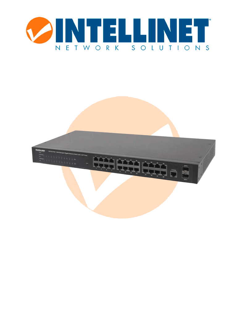 INTELLINET 560559 - Switch Administrable por Web Gigabit Ethernet de 24 puertos PoE+ y 2 puertos SFP / 24 puertos PoE / Power over Ethernet estándares IEEE 802.3at/af (PoE+/ PoE), 2 puertos SFP, Endspan, para montaje en rack de 19"
