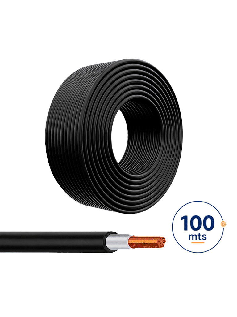 Cable Fotovoltaico carrete 100 metros lineales color Negro 6.8 mm / 100% Cobre / Calibre 10AWG / UL 4703/ Cubierta libre de halógenos cero propagación de llama / 2000 VDC