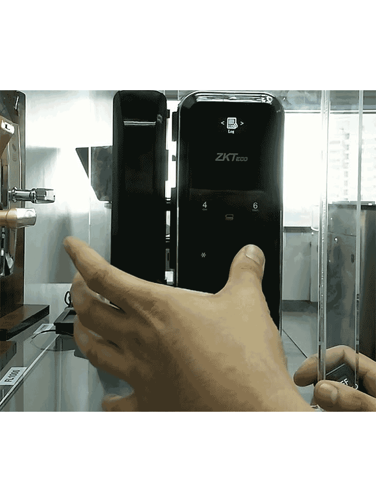 ZK GL300 - Cerradura Biométrica para Puertas de Vidrio, Compatible con Anchos de Puerta de 10 a 12 mm, Capacidad para 100 Usuarios, Control Remoto Incluido, Compatible con Tarjetas Mifare 13.56 MHz