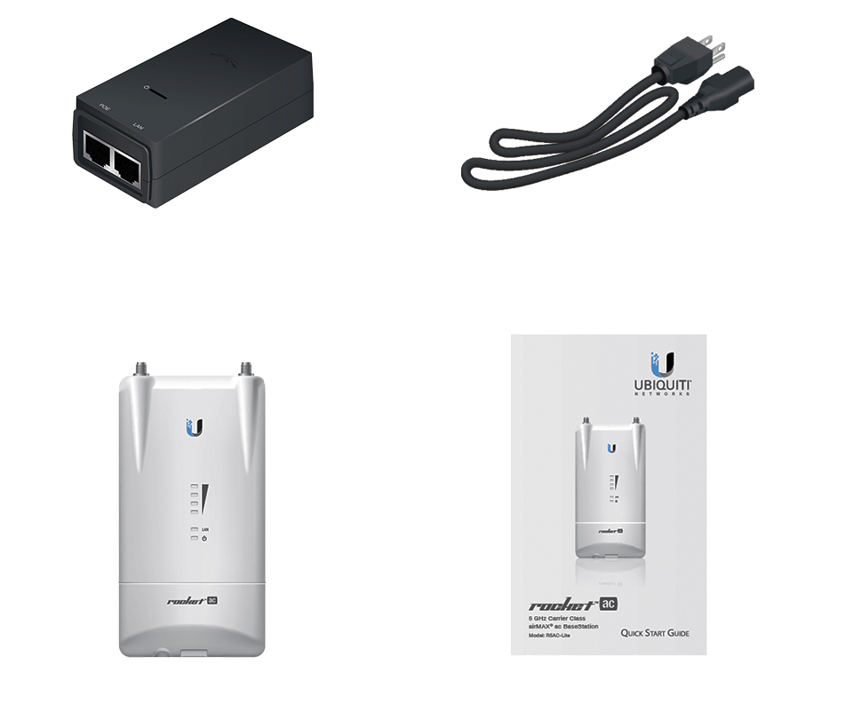 UBIQUITI ROCKET R5AC-LITE - Radio conectorizado Airmax AC 5GHz para exterior, con tecnología MIMO y 2 conectores RP-SMA. Potencia de transmisión de 27 dBm y rendimiento de hasta 500 Mbps.