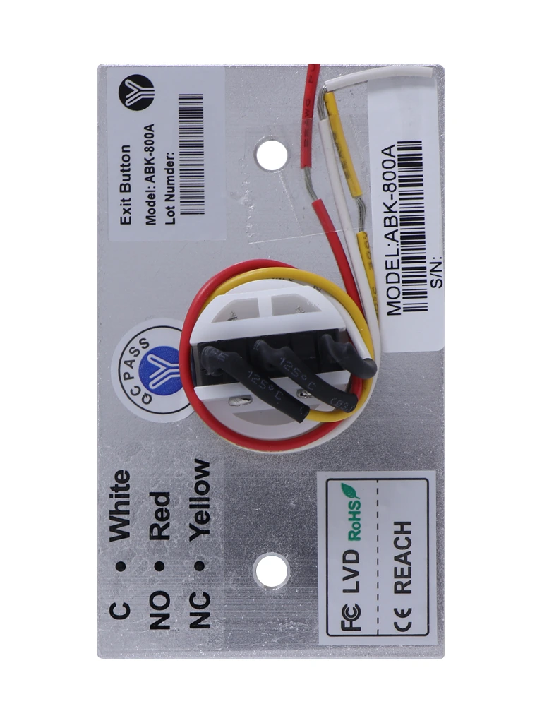 YLI ABK800A - Botón de Salida Mecánico, Carcasa de Aluminio con Acabado Metálico, Función NC/NO