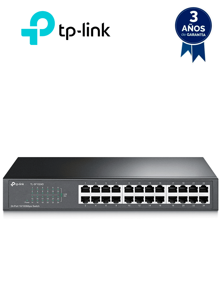 TP-LINK TL-SF1024D - Switch no administrable de 24 puertos 10/100 Mbps para escritorio/rack — TP-Link · SKU TPL3700008