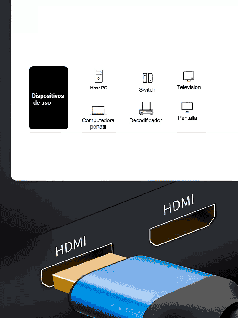 SAXXON SX-05HD-C - Cable HDMI de 0,5 metros de alta velocidad / Versión 2.0 / Resolución 4K / Canal de retorno de audio (ARC) / Video 3D / Blindado para reducir interferencias / Chapado en oro / Alta resistencia y durabilidad.