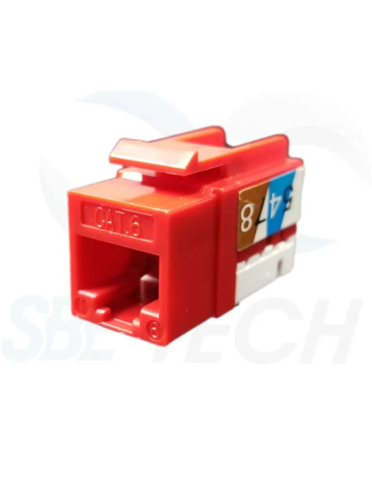 SBE TECH SBE-JACKC6-RD - Modulo jack keystone RJ45 / 8 Hilos / CAT 6 / Compatible con calibres AWG 22-26 / Color Rojo