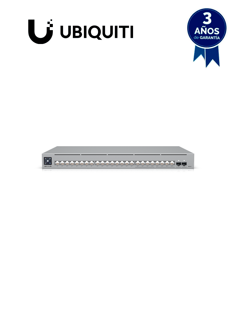 UBIQUITI USW-PRO-MAX-24-POE - UniFi switch de 24 puertos (8 puertos POE++ 2.5 GbE y 16 puertos GbE POE+), 2 puertos SFP+ 10G, 400W, pantalla táctil. · SKU UBI3720008