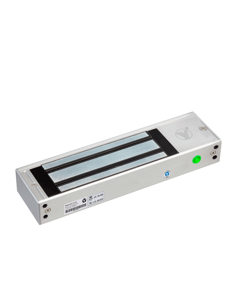 YLI YM750NTLED - Cerradura Magnética 750 kg o 1500 Lb de Fuerza de Sujeción / Indicador Led / Uso Interior / Retardo de tiempo / Voltaje Dual 12v/24 VDC / Compatible con Soporte MBK750ZL
