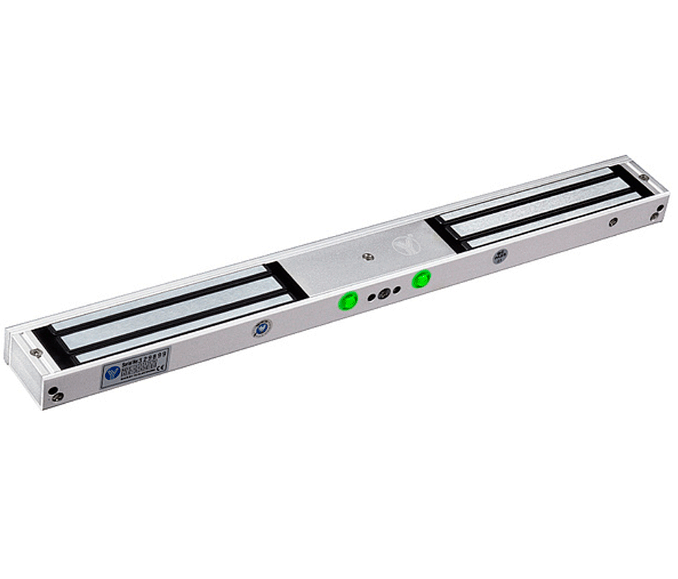 YLI YM180NDLED - Cerradura Magnética Doble con Indicador Led para Control de Acceso / Interior / Fuerza de Sujeción 180 Kg o 350 Lbs por lado / Compatible con Soporte MBK180NDZL y MBK180U