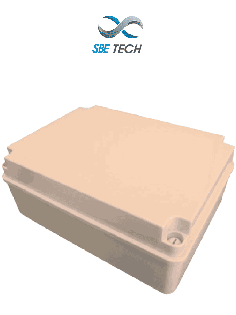 SBE TECH SBE-OP403016 - Gabinete plástico con tapa opaca para uso exterior IP65, dimensiones 40 x 30 x 16 cm, material autoextinguible UL94V0, construido en ABS · SKU SBT1630017
