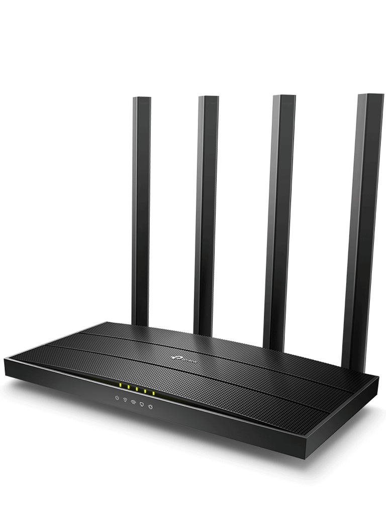 TP-LINK Archer C6 - Ruteador WiFi AC 1200Mbps con 1 puerto WAN y 4 puertos LAN RJ45 Gigabit Ethernet, MU-MIMO, 4 antenas fijas, modos enrutador y punto de acceso, Beamforming.