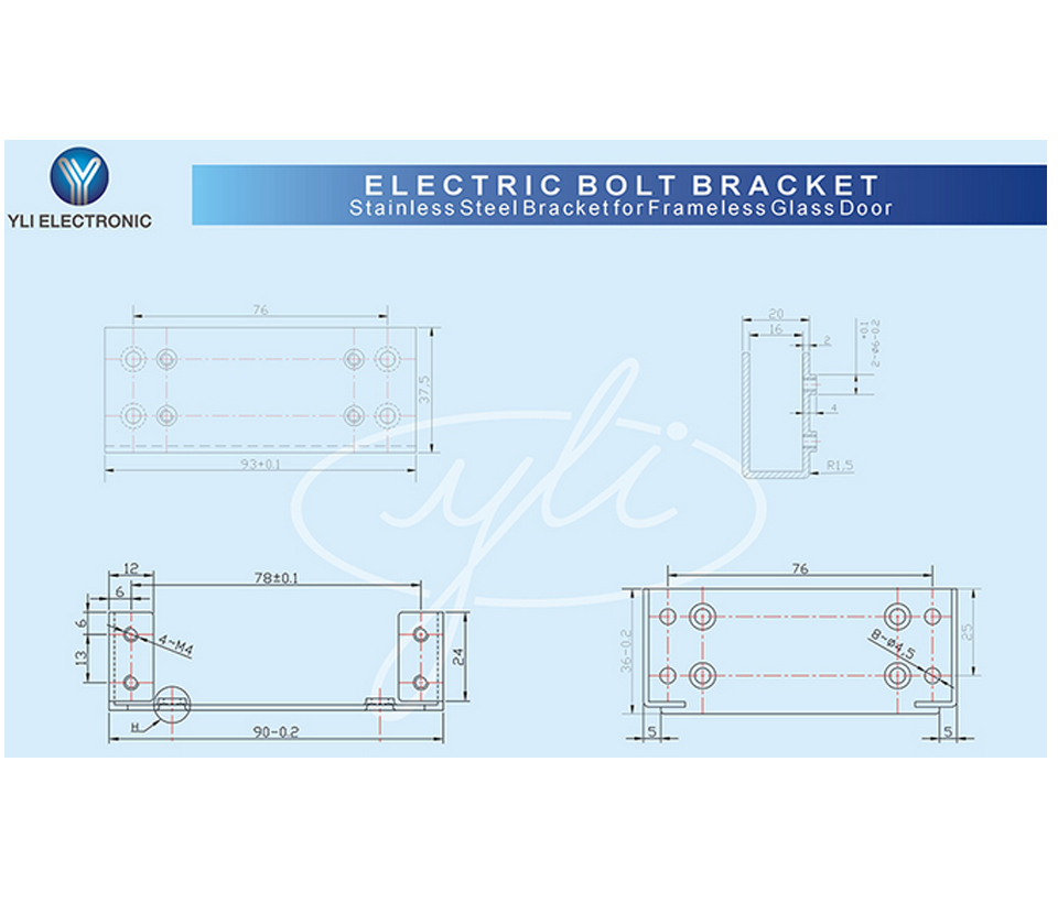 YLI YB300PACK - Paquete de cerradura de perno para control de acceso de puertas con retardo configurable de 3, 6 y 9 segundos incluye soporte de instalacion modelo YM600/ Voltaje dual 12 o 24 VDC