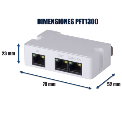 DAHUA PFT1300 - Extensor  PoE &  PoE plus pasivo / 2 Puertos / Conexión en cascada hasta 300 Mts / 2 Puertos Fast Ethernet