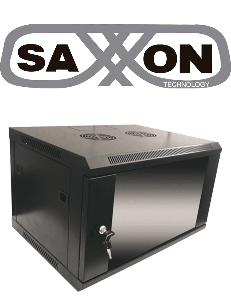 SAXXON SE540601 - Gabinete de pared de 6 UR, fijo, capacidad de carga de 60 Kg. dimensiones 57x45x37 cm.