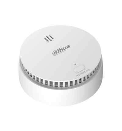 DAHUA DHI-HY-SA21A-W2 - Detector de humo inalámbrico, Sensor fotoeléctrico de doble cámara, Sirena de 85dB, Botón de prueba y silenciar, LED indicador, App DMSS, Frecuencia 433 MHz, Tecnología: AirShield, Compatible con HUB 1.0 y HUB 2.0