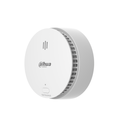 DAHUA DHI-HY-SA21A-W2 - Detector de humo inalámbrico, Sensor fotoeléctrico de doble cámara, Sirena de 85dB, Botón de prueba y silenciar, LED indicador, App DMSS, Frecuencia 433 MHz, Tecnología: AirShield, Compatible con HUB 1.0 y HUB 2.0