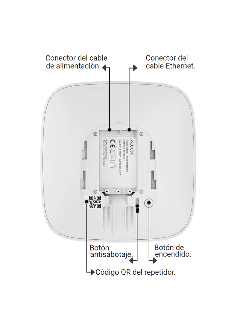 AJAX ReX 2 - Repetidor de señal de radio con compatibilidad para verificación fotográfica. Color Blanco