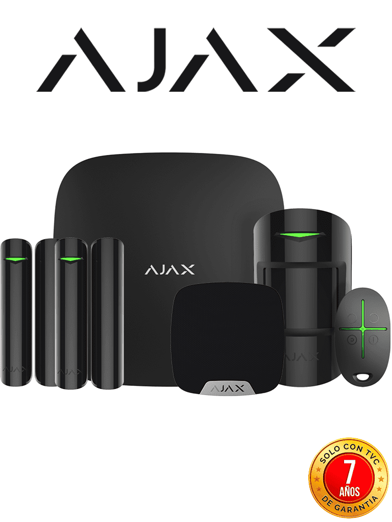 AJAX KIT RESIDENCIAL B- Panel de alarma Hub2Plus conexión Ethernet / WiFi / LTE, APP “AJAX PRO” iOS y Android , 1 sensor de movimiento, 2 detectores para puerta o ventana, 1 control remoto y una sirena interior inalámbrica Color Negro. — Ajax Systems · SKU AJX2480007