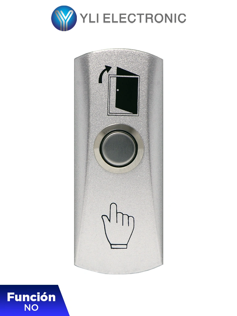 YLI PBK815 - Botón de Salida Mecánico, Carcasa Metálica, Función NO, Sin Caja de Instalación Requerida — YLI ELECTRONIC · SKU 76007