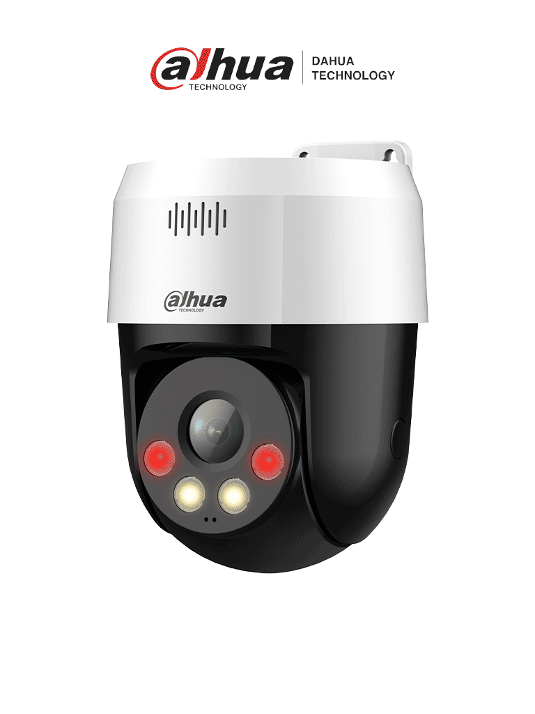 DAHUA DH-SD2A300NB-GNY-A-PV-0400 - Cámara IP PT de 3 MP con Full Color y Disuasión Activa, iluminador dual inteligente, lente fijo, alcance de 30m con IR y luz visible, audio bidireccional, protección IP66, PoE y ranura para microSD. — Dahua Technology · SKU DHT0060114