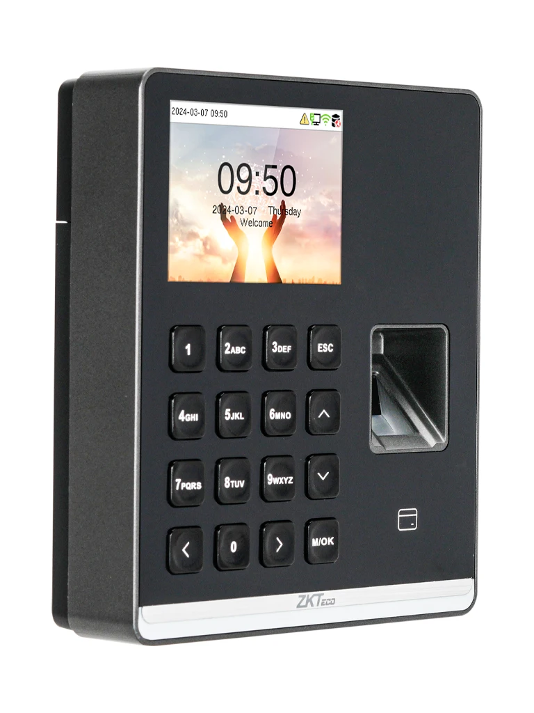 ZKTECO M1 - Control de Asistencia con Huella Digital BioID+ (500), Tarjeta de Proximidad 125 kHz (500), Contraseña (500), 100,000 Eventos y Conexión Wi-Fi (Compatible con BioTime Cloud)