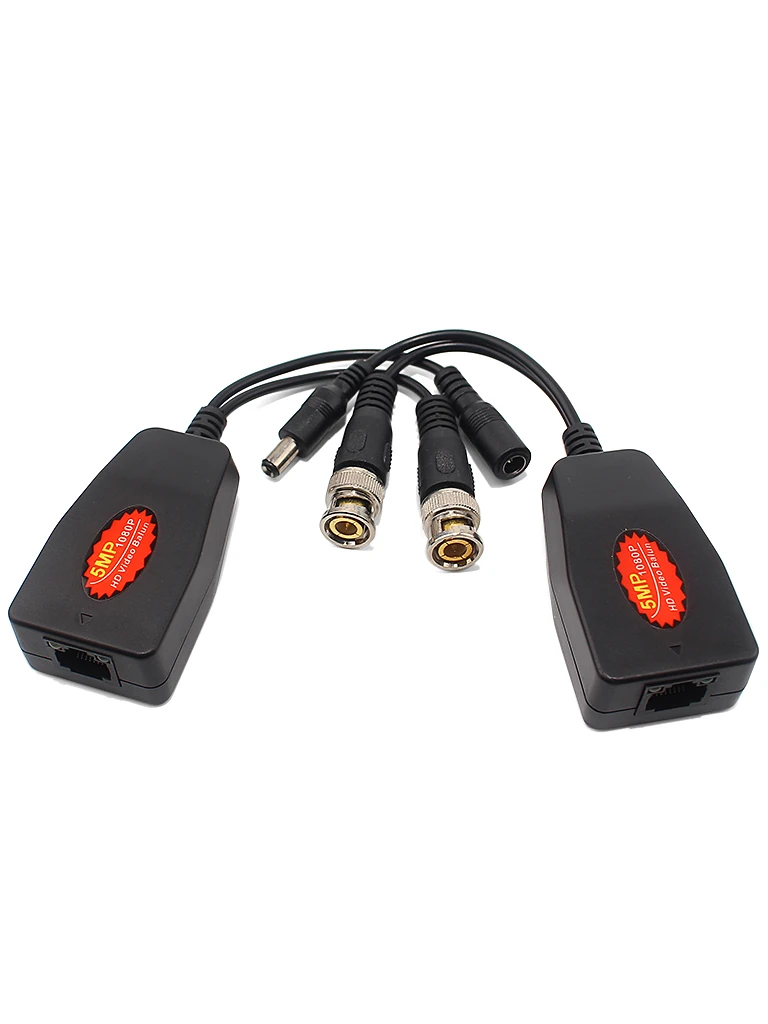 SAXXON VB-04 - Par de transceptores 4K para video y energía, con entradas RJ45, 4K hasta 150m con CVI, 4MP y 2MP hasta 250m