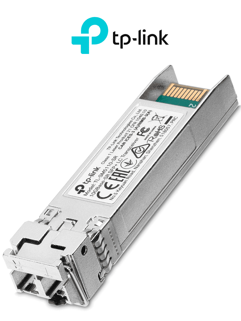TP-LINK - SM5110-SR / Transceptor mini-GBIC SFP LC 10GBase-SR SFP+ / Multimodo / Admite Conexiones Ethernet 10G full dúplex de hasta 300m / 33m con cables de fibra de 50/125 µm1