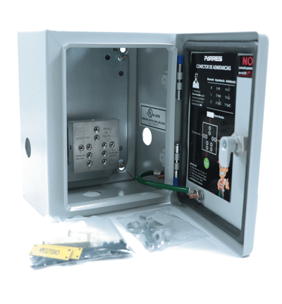 PARRES GBTPGSPT-45 Gabinete para tierra física POWER GROUND BARRA DE TIERRAS SPT-45 / 30cm x 20cm x 15cm /Acero al carbón pintura electrostática. Con barra de conexión con opresores integrados para cables de calibre 1/0 AWG.