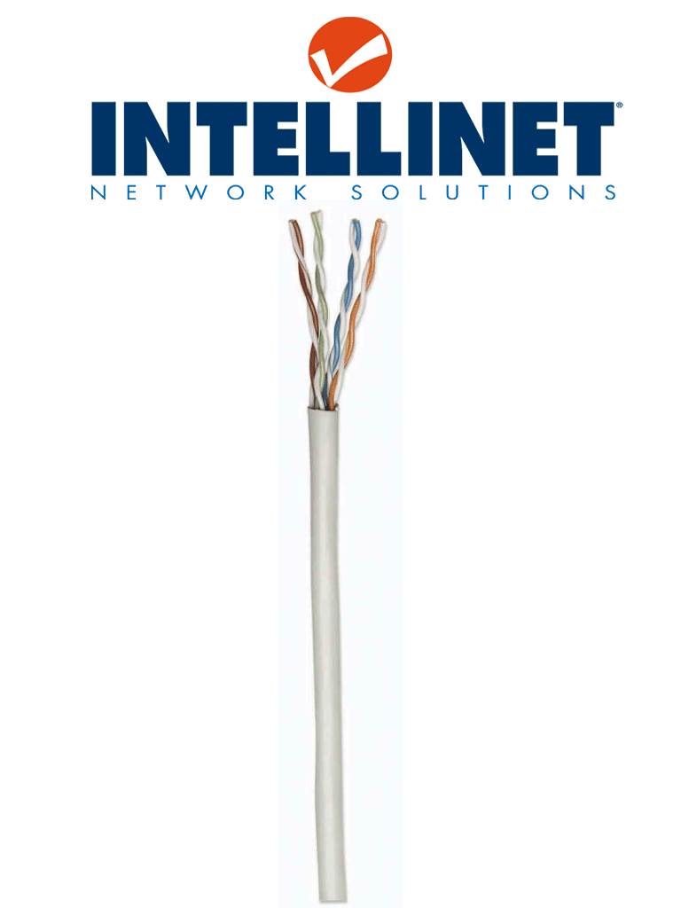 INTELLINET 334136 Bobina de Cable UTP Cat6, Sólida, 100% cobre, 305 m de cable UTP, Filamento sólido, CM, Certificable, Gris  (Sobre Pedido)