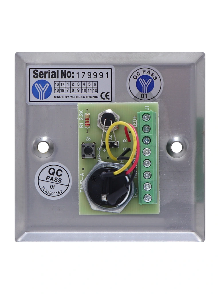YLI YKS850LS - Botón Liberador de Llave, Indicador LED, Acero Inoxidable, Resistente a la Intemperie, Función NC/NO