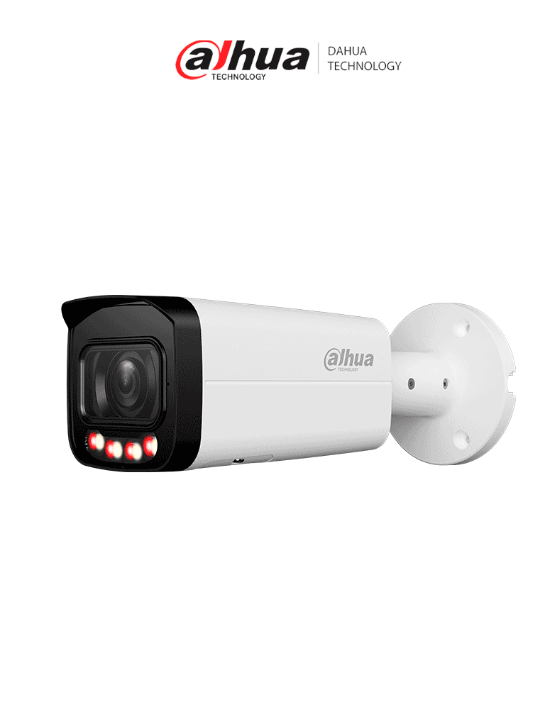 DAHUA DH-IPC-HFW2449T-ZAS-IL- Cámara IP Bullet de 4 MP/ Iluminador Dual/WizSense/ Lente Motorizado de 2.7 a 13.5mm/ IR y LED 60 Metros/ H.265+/ WDR Real/ Protección Perimetral/ Micrófono/ IP67/PoE/ SMD Plus/Ranura para MicroSD/E&S Alarma y Audio/