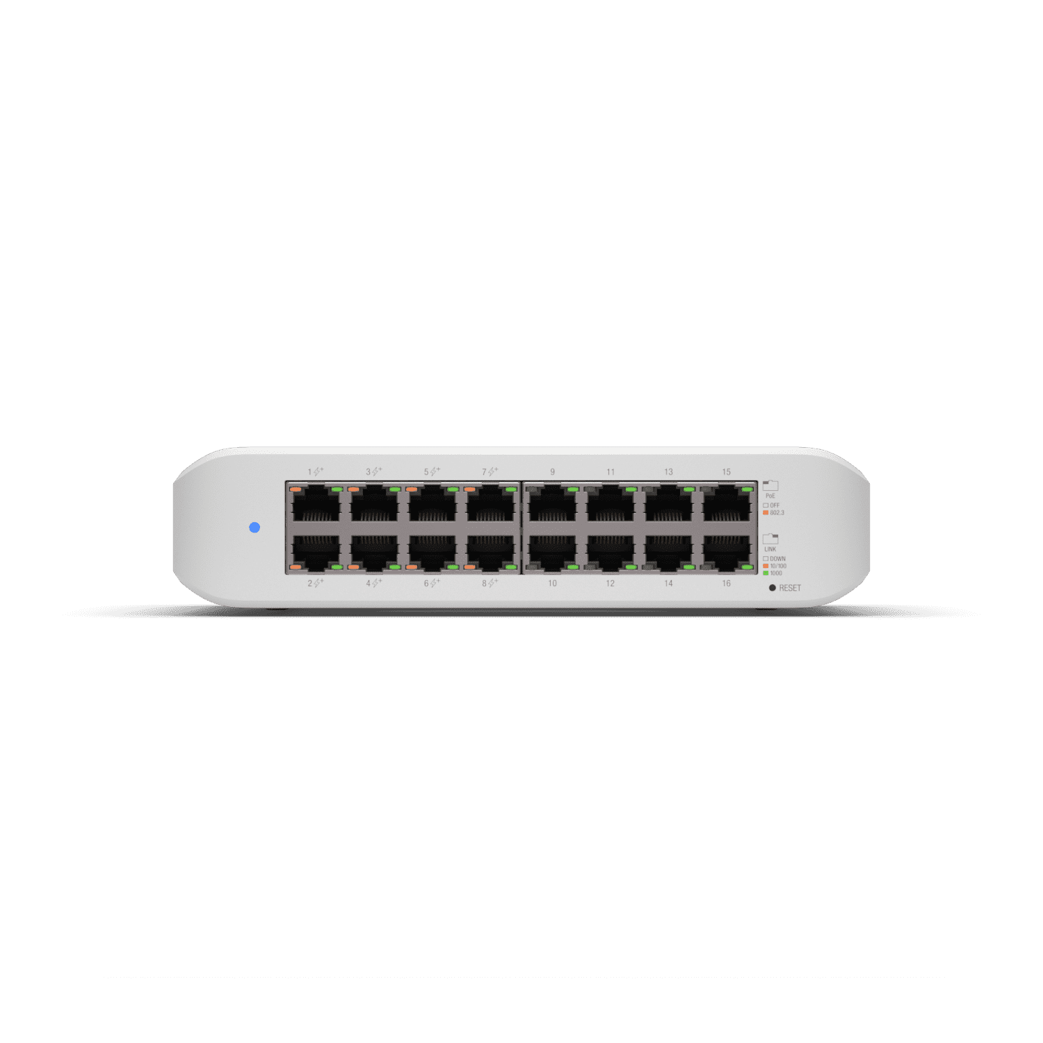 UBIQUITI USW-LITE-16-POE - Switch UniFi Lite, PoE administrable, con 16 puertos 10/100/1000 Mbps y 8 puertos 802.3af/at, con un presupuesto PoE de 45W
