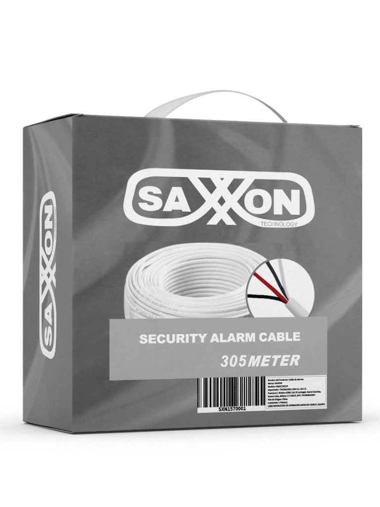 SAXXON OWA4305JF- Cable de alarma de 4 conductores/ CCA/ Calibre 22 AWG/ 305 metros/ Retardante a la flama/ Recomendable para control de acceso/ Videoportero/ Audio
