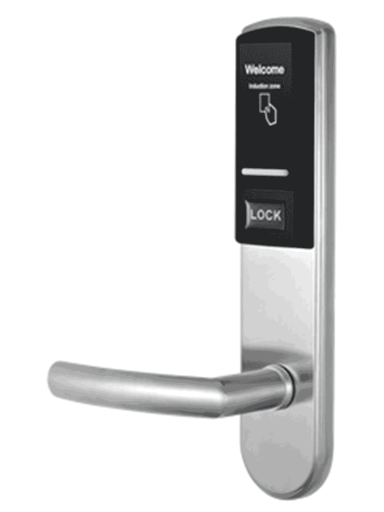 ZKTECO LH3000L - Cerradura Izquierda para Hotel con Tecnología Mifare 13.56 MHz, Compatible con Puertas de 40 a 55 mm de Grosor, 2 Pestillos de Seguridad, Fabricada en Acero Inoxidable, Capacidad de Registro de 224 Eventos