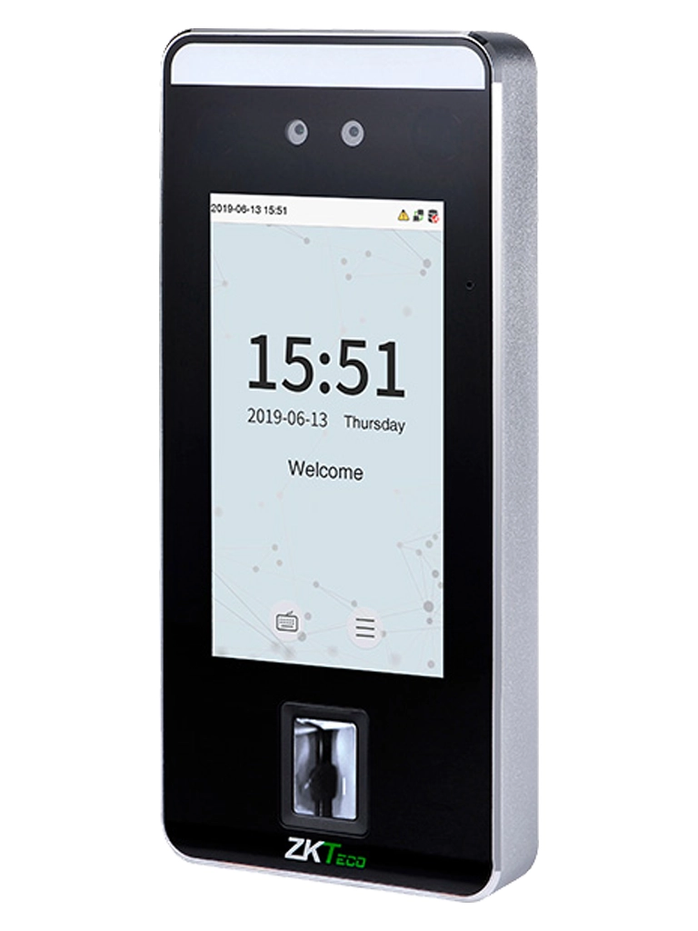 ZKTECO SpeedFaceV5LP - Control de Acceso y Asistencia Visible Light con Autenticación Facial (6000 Rostros), Huella Digital BioID+ (6000), Tarjeta ID 125 KHz (10000), Verificación por Palma (3000), Registro de 200,000 Eventos y Conectividad TCP/IP