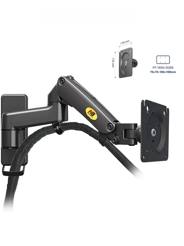 TCE F150 - Soporte de Pared para Pantallas de 17 a 35" , Carga Máxima 12 Kg , VESA 75x75mm / 100x100mm , Ajuste Inclinación y Rotación