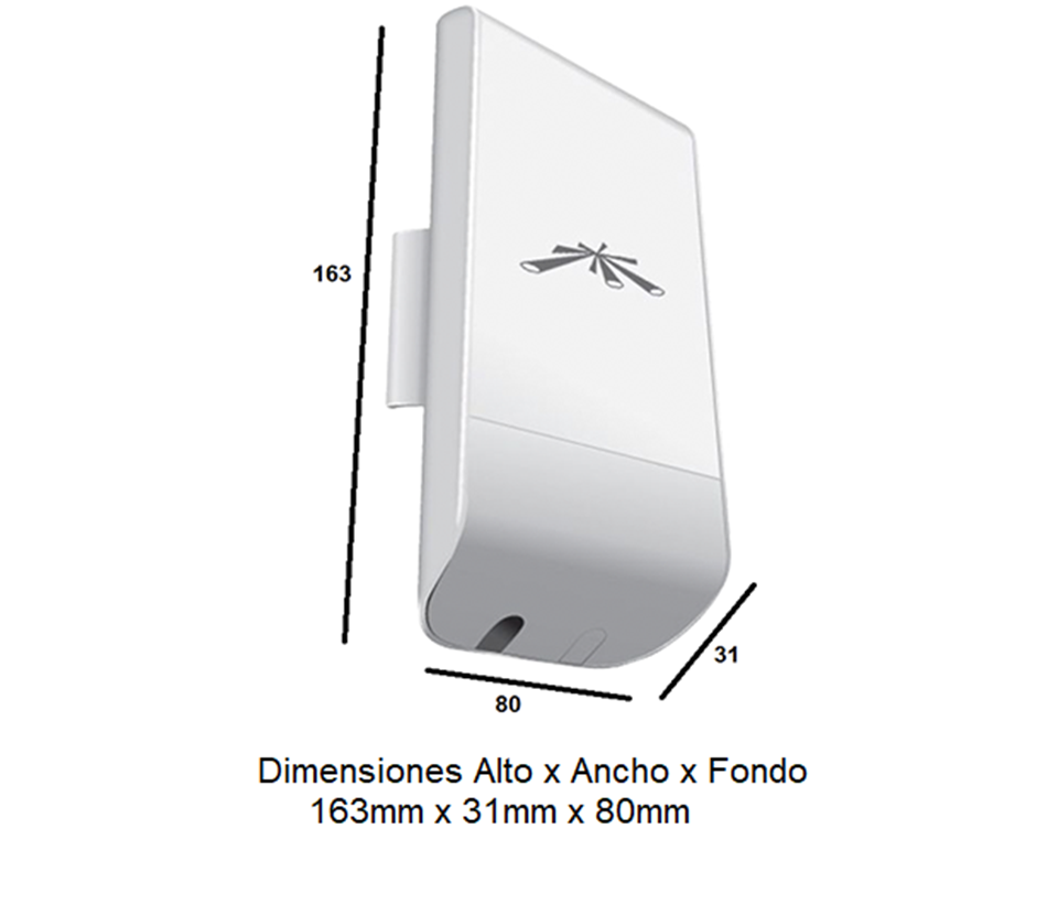UBIQUITI NANOSTATION LOCOM2 - Radio con antena integrada Airmax 2.4GHz para uso en exteriores con tecnología MIMO. Cuenta con un panel de antena de 8 dBi y una potencia de transmisión de 23 dBm, ofrece un rendimiento de hasta 150 Mbp
