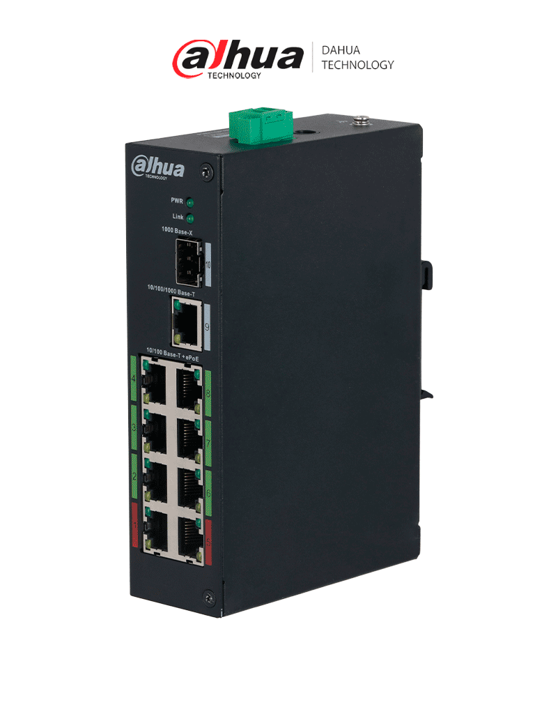 DAHUA DH-LR2110-8ET-120-V2 Switch ePoE 8 Puertos/ Hasta 800 Mts con Cámaras ePoE/ 120 Watts/ Switching 8.8G/ IEEE802.3af/ IEEE802.3at/ Hi-PoE — Dahua Technology · SKU DHT3720035