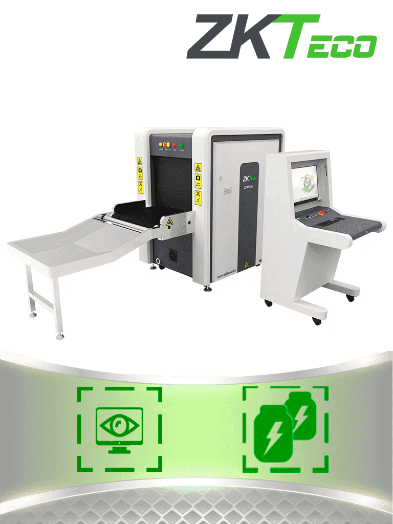 ZKTECO ZKX6550 Máquina de Rayos X con energía doble, túnel para equipaje de 65 x 50 cm, estación de monitoreo, escaneo bidireccional / Puesta en marcha y capacitación en sitio incluida