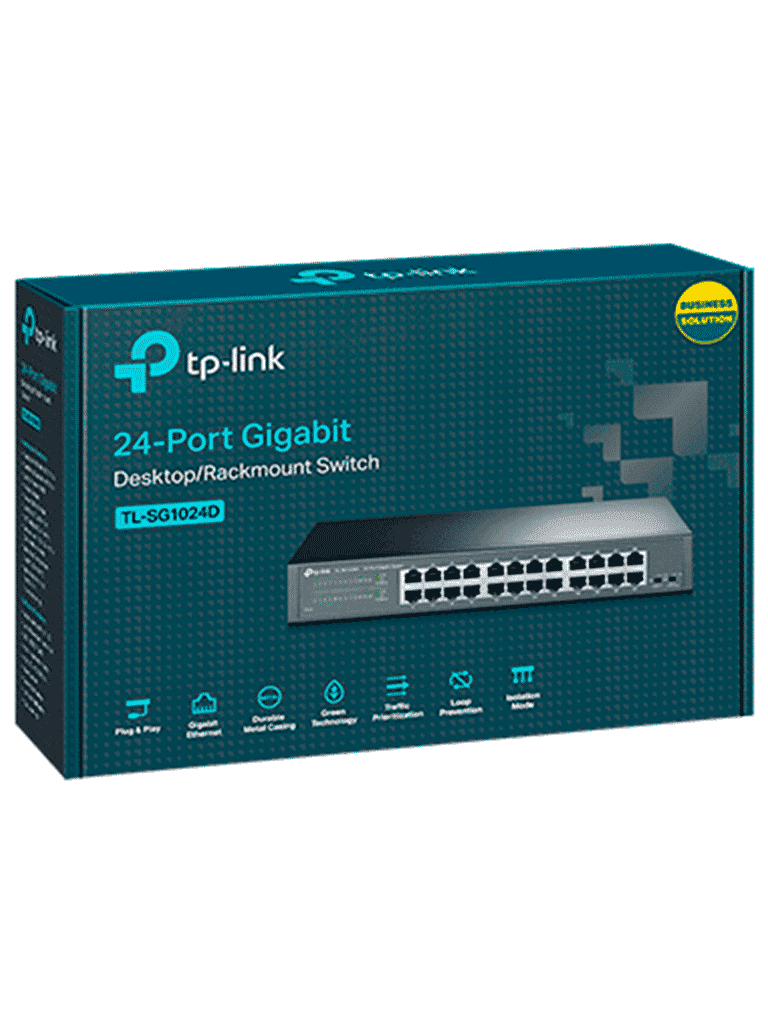 TP-LINK TL-SG1024D - Switch Gigabit no administrable de 24 puertos 10/100/1000 Mbps para escritorio/rack