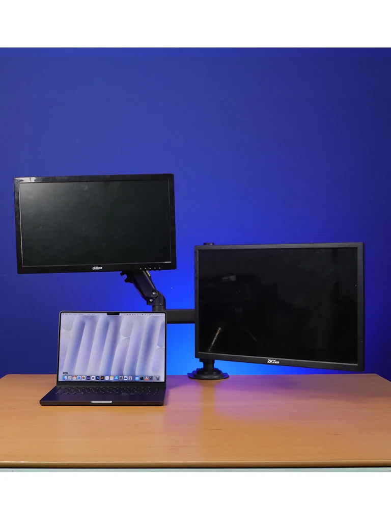 TCE H180  - Soporte de Escritorio Articulado para 2 monitores de 13 a 27" , Carga Máxima 9kg por brazo , VESA 75x75mm / 100x100mm , Ajuste de Inclinación y Rotación