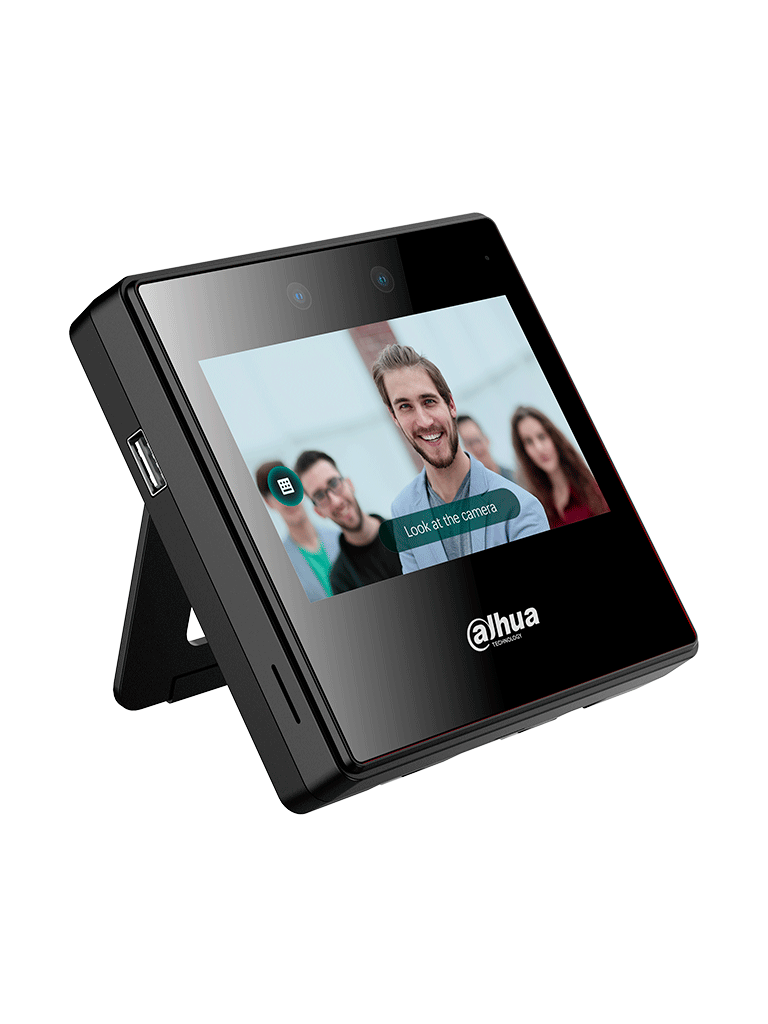 DAHUA ASA3223A-W - Control de asistencia con reconocimiento facial, pantalla táctil de 4.3", WiFi, capacidad para 2000 rostros y contraseñas, 300,000 registros, detección de vida en 0.2 segundos y rango de reconocimiento de 0.3 a 1.5Mts.