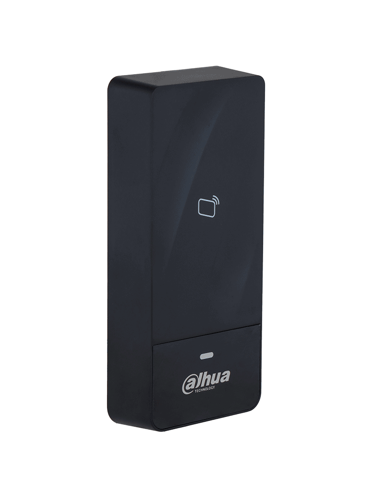 DAHUA ASR1200E - Lectora de tarjetas Mifare 13.56 MHz / Para exteriores / IP66 / Conexión Wiegand o RS485 / Indicador de luz y sonido