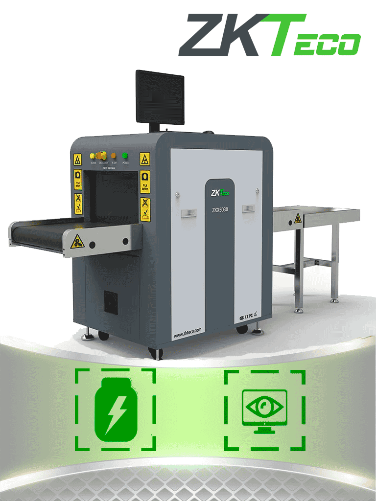 ZKTECO ZKX5030A - Máquina de Rayos X con energía simple, túnel para equipaje de 50 x 30 cm y capacitación en sitio incluida.