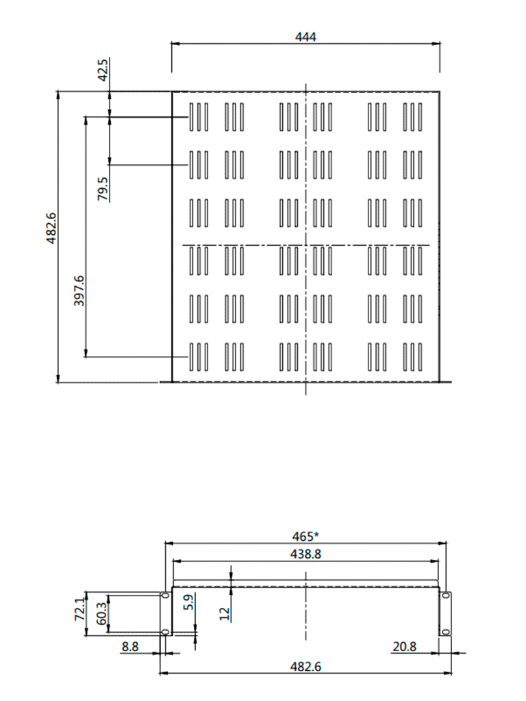 SAXXON 70140202- Charola doble cara para rack/ 19 pulgadas (48.26 cm)/ 2 UR/ Soporta hasta 50 KG