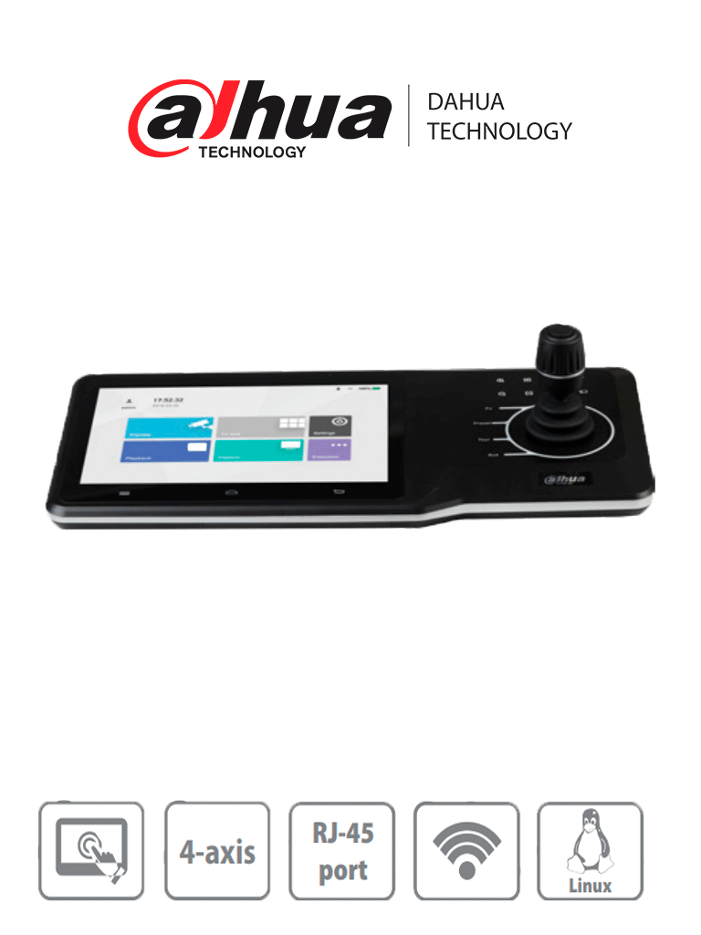 DAHUA NKB5000-F - Teclado Controlador de Red HD/ Control de PTZs, DVRs, NVRs e IPC/ 4 Salidas HDMI/ Soporta Función de Videowall/ Soporta Resolución 4k/ Onvif/ Teclado Inalámbrico/ Pantalla Tactil de 10 Pulgadas/ Wifi/ RS232/RS485/