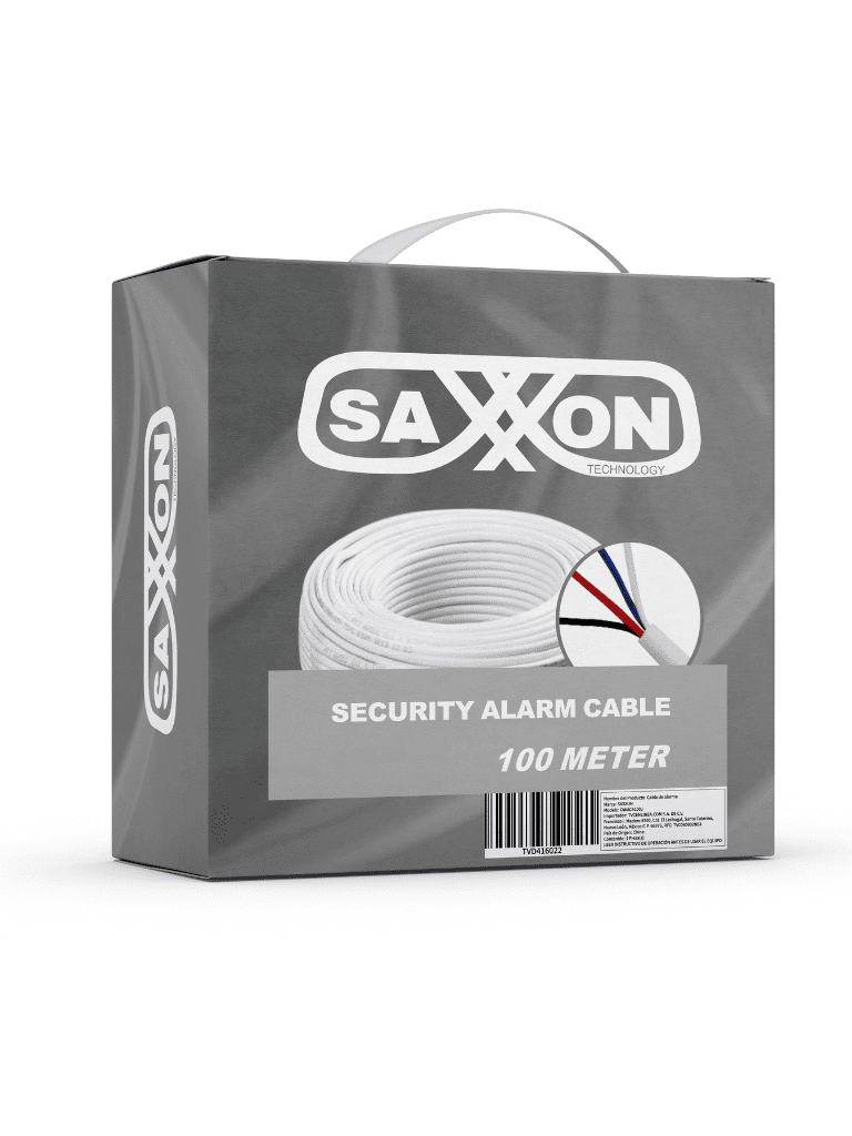 SAXXON OWAC4100J - Cable de alarma / 4 Conductores / CCA/ Calibre 22  AWG / 100 Metros / Recomendable para control de acceso / Videoportero / Audio / Reforzado