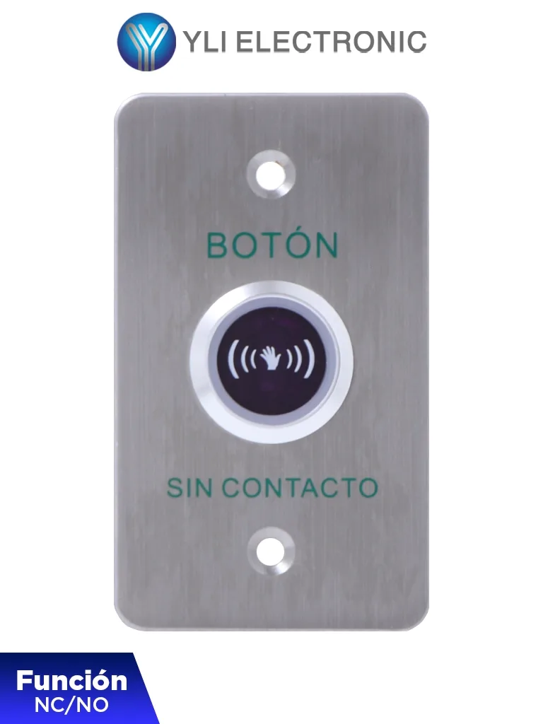 YLI ISK841BLED - Botón de Salida sin Contacto, Indicador LED, Acero Inoxidable, 12 VCC, Función NC/NO, Distancia de Detección y Retardo del Relevador Ajustables — YLI ELECTRONIC · SKU YLI069018