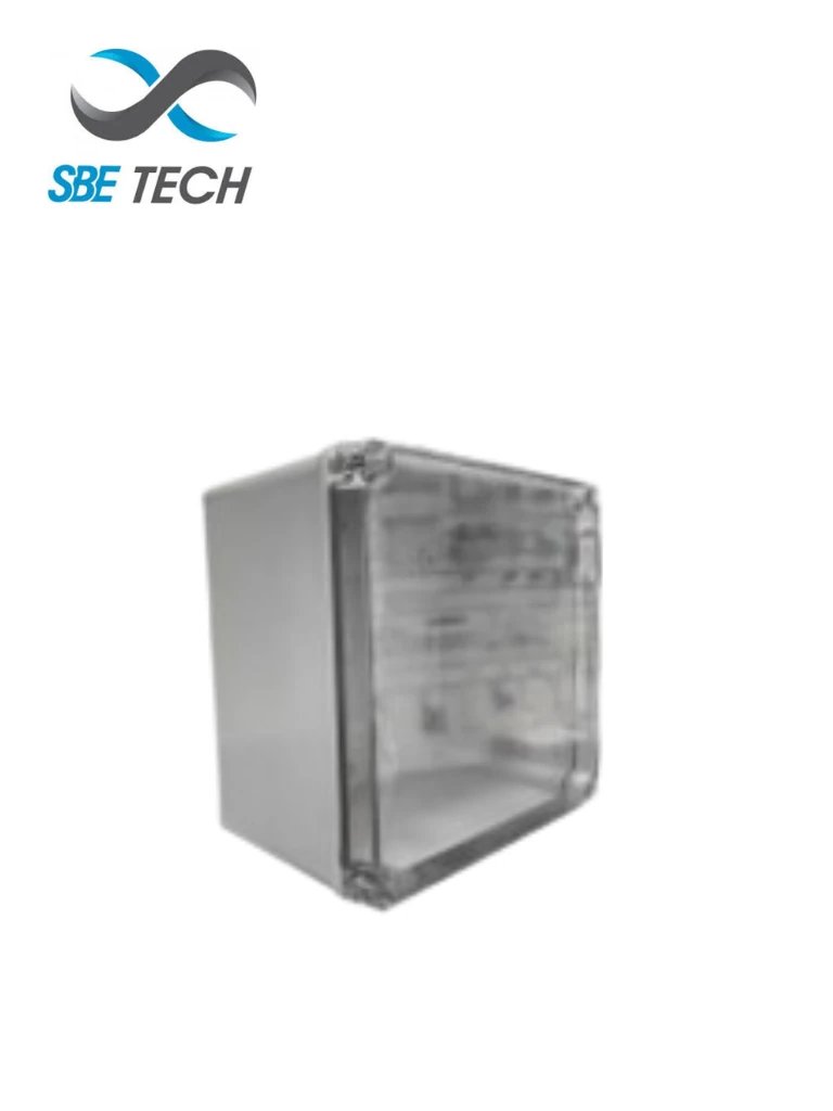 SBE TECH SBE-TR200200130 - Gabinete plástico con tapa transparente , 20 x 20 x 13 cm multiusos con grado de protección IP66, fabricada en material autoextinguible y resistente a la abrasión · SKU SBT1630028